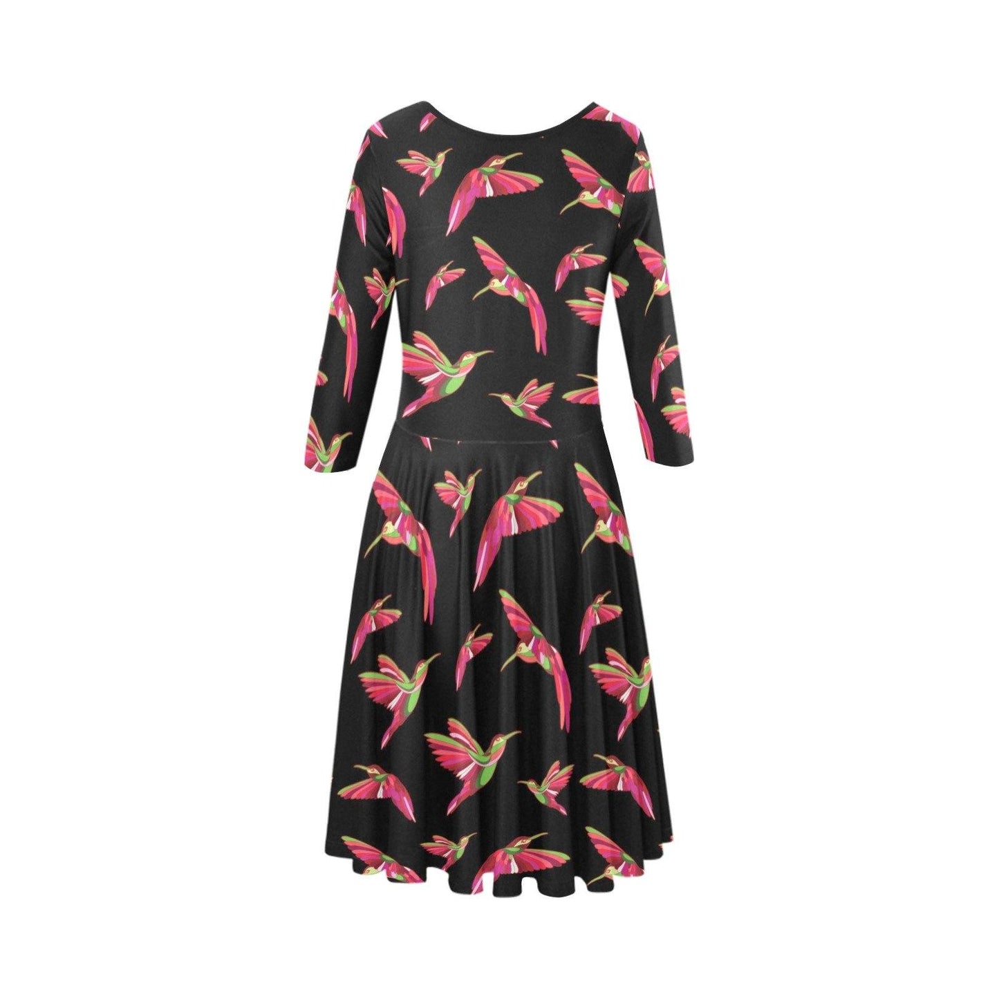 Red Swift Colourful Black Tethys Half-Sleeve Skater Dress(Model D20) Tethys Half-Sleeve Skater Dress (D20) e-joyer