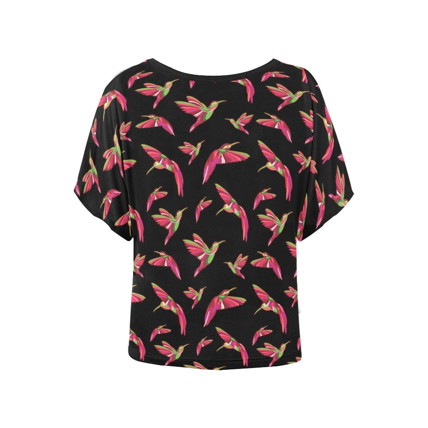 Red Swift Colourful Black Women's Batwing-Sleeved Blouse T shirt (Model T44) Women's Batwing-Sleeved Blouse T shirt (T44) e-joyer