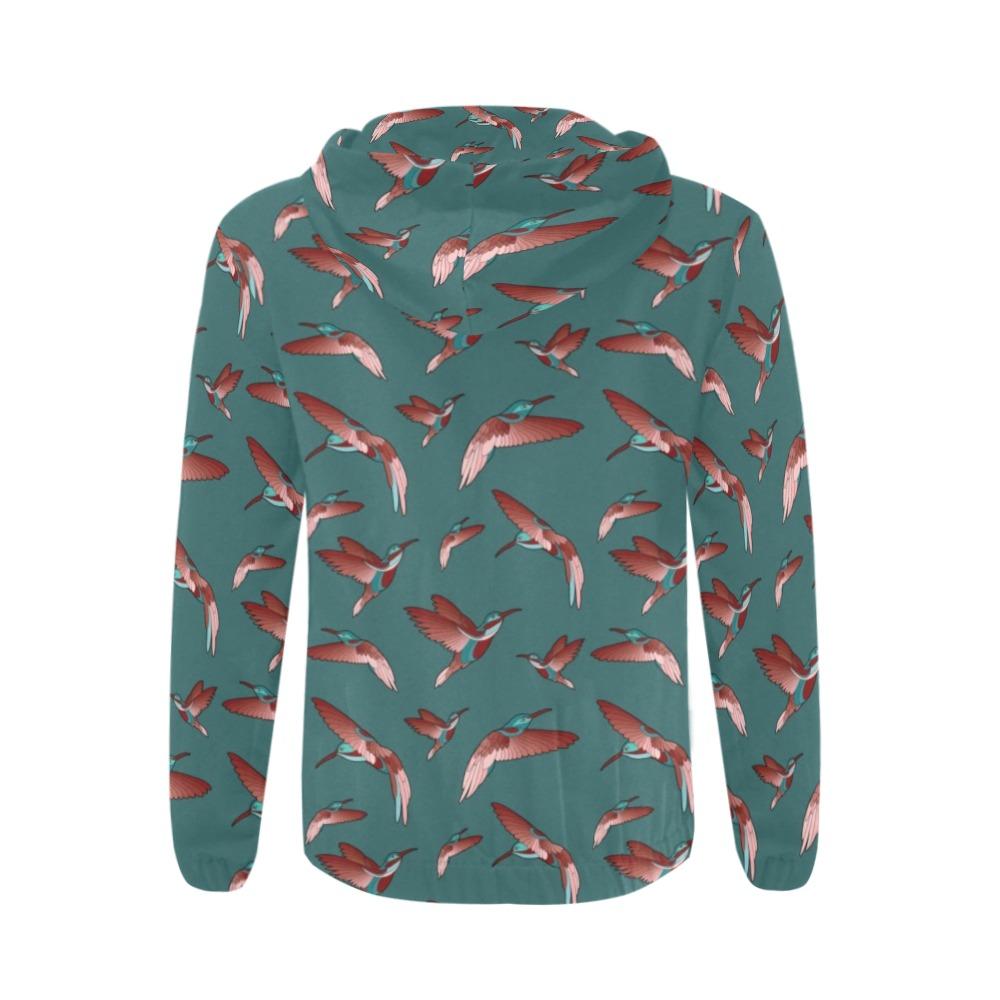 Red Swift Turquoise All Over Print Full Zip Hoodie for Men (Model H14) All Over Print Full Zip Hoodie for Men (H14) e-joyer