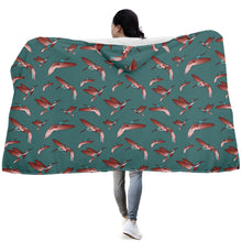 Load image into Gallery viewer, Red Swift Turquoise Hooded Blanket blanket 49 Dzine 
