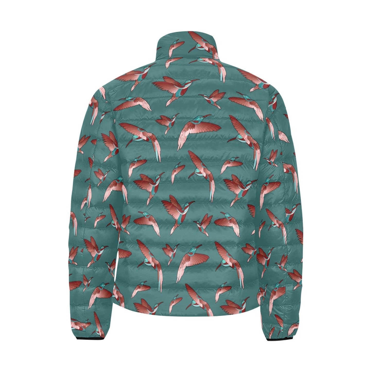 Red Swift Turquoise Men's Stand Collar Padded Jacket (Model H41) Men's Stand Collar Padded Jacket (H41) e-joyer