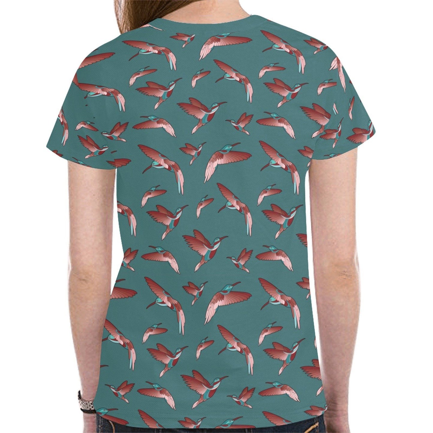 Red Swift Turquoise New All Over Print T-shirt for Women (Model T45) tshirt e-joyer