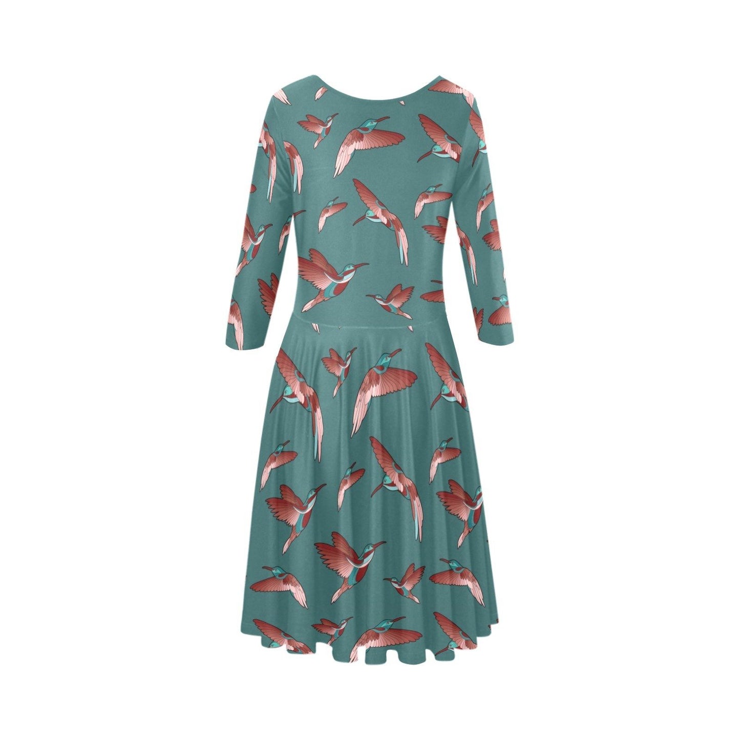 Red Swift Turquoise Tethys Half-Sleeve Skater Dress(Model D20) Tethys Half-Sleeve Skater Dress (D20) e-joyer