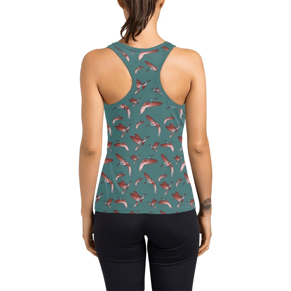 Red Swift Turquoise Women's Racerback Tank Top (Model T60) Racerback Tank Top (T60) e-joyer