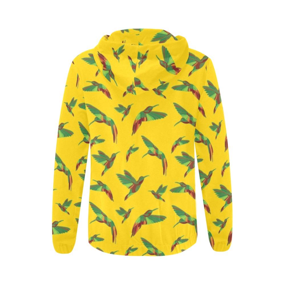 Red Swift Yellow All Over Print Full Zip Hoodie for Women (Model H14) All Over Print Full Zip Hoodie for Women (H14) e-joyer
