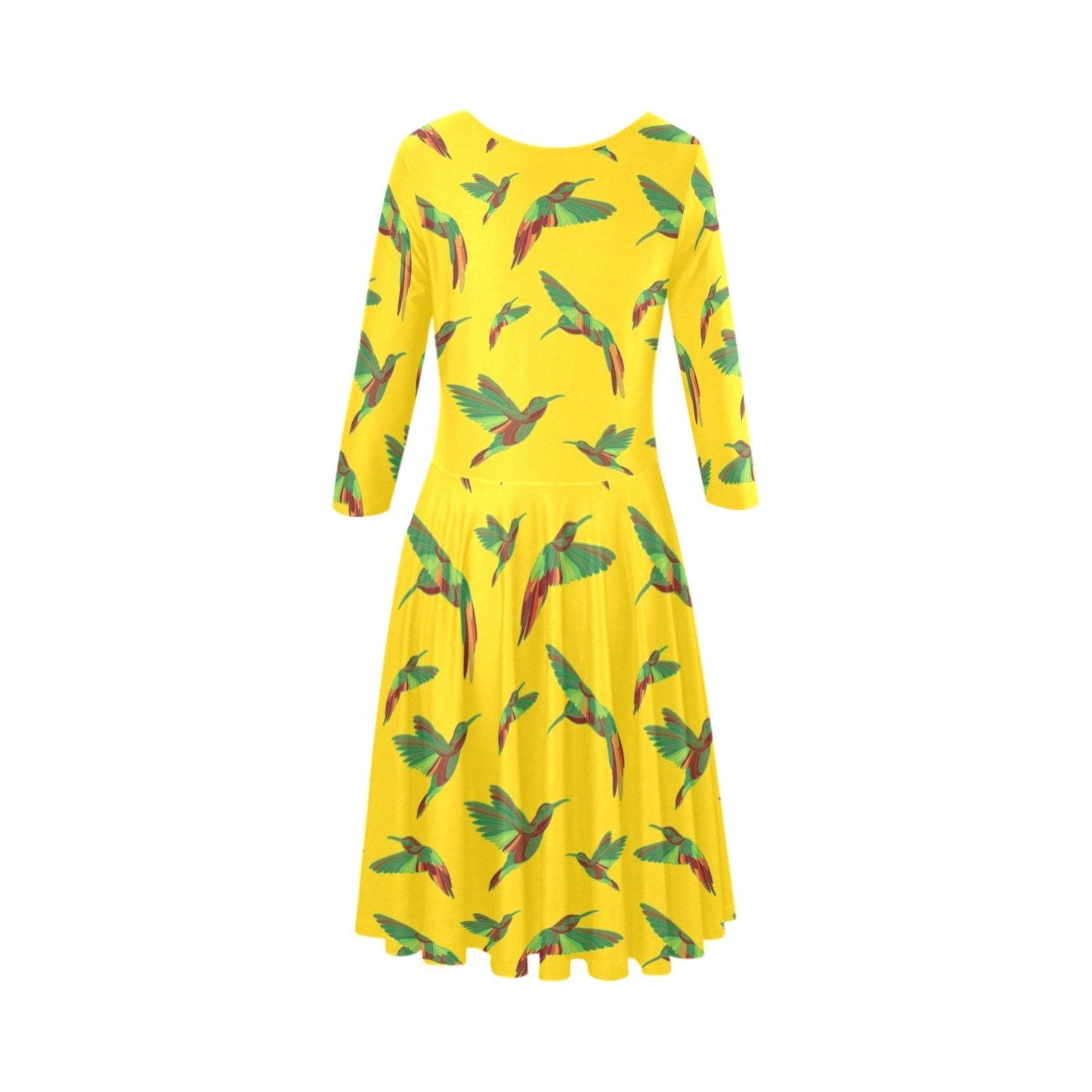 Red Swift Yellow Tethys Half-Sleeve Skater Dress(Model D20) Tethys Half-Sleeve Skater Dress (D20) e-joyer