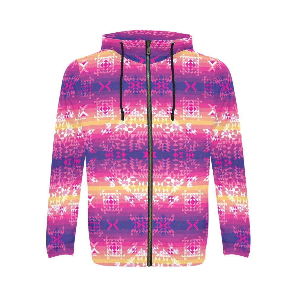 Soleil Overlay All Over Print Full Zip Hoodie for Men (Model H14) hoodie e-joyer