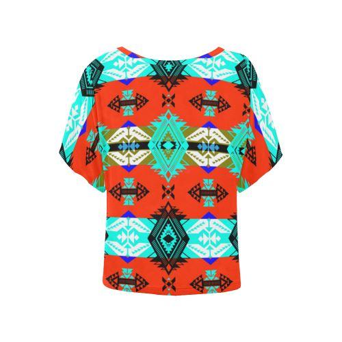 Sovereign Nation Blue Women's Batwing-Sleeved Blouse T shirt (Model T44) Women's Batwing-Sleeved Blouse T shirt (T44) e-joyer