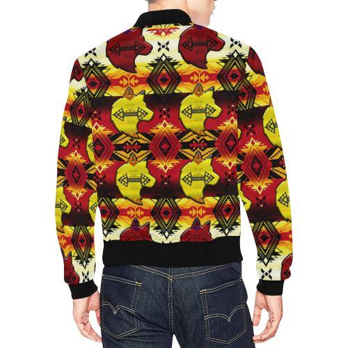 Sovereign Nation Fire with Wolf All Over Print Bomber Jacket for Men/Large Size (Model H19) All Over Print Bomber Jacket for Men/Large (H19) e-joyer