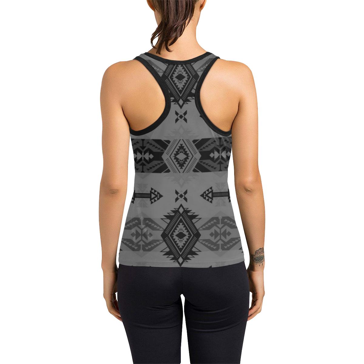Sovereign Nation Gray Women's Racerback Tank Top (Model T60) Racerback Tank Top (T60) e-joyer