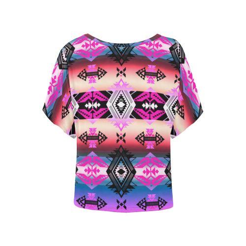 Sovereign Nation Skies Women's Batwing-Sleeved Blouse T shirt (Model T44) Women's Batwing-Sleeved Blouse T shirt (T44) e-joyer