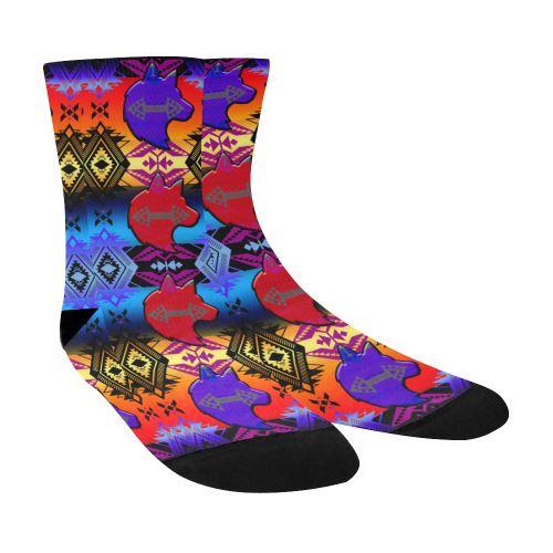 Soveriegn Nation Sunset with Wolf Crew Socks Crew Socks e-joyer