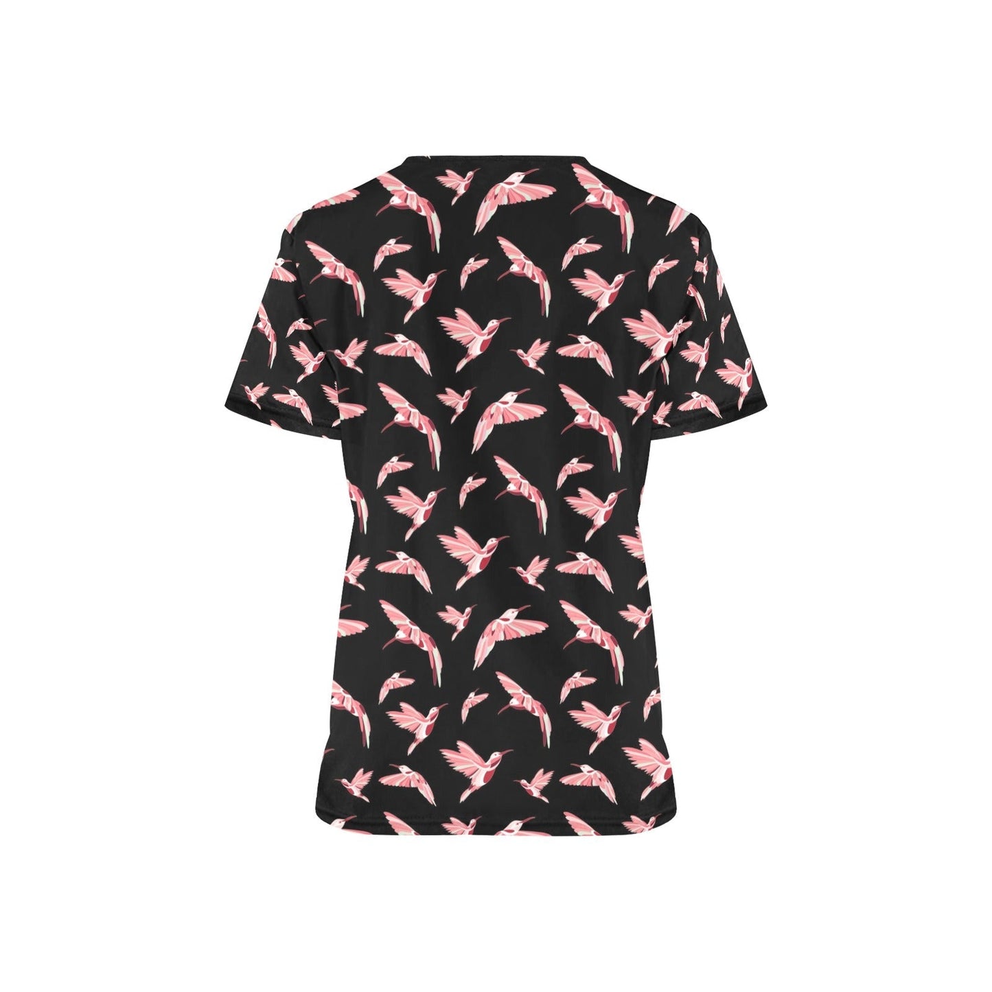 Strawberry Black All Over Print Scrub Top Scrub Top e-joyer