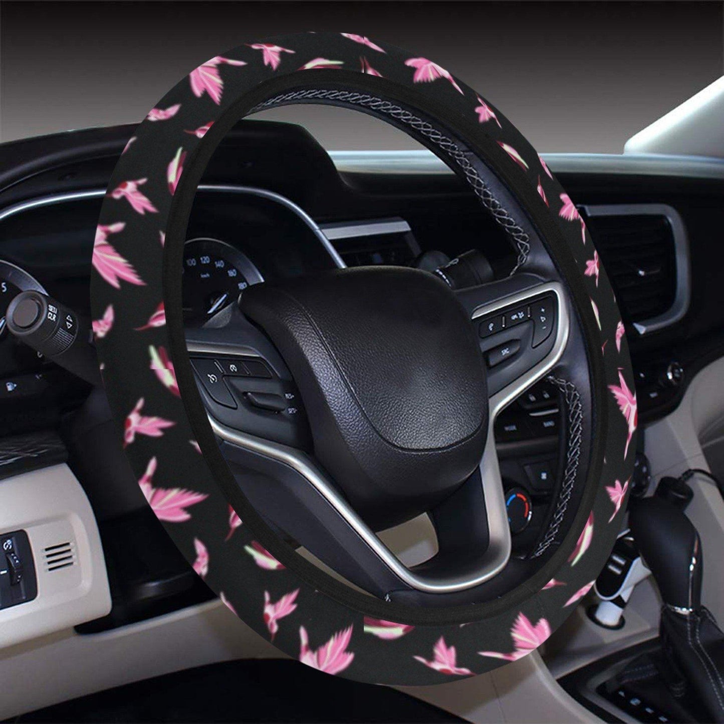 Strawberry Black Steering Wheel Cover with Elastic Edge Steering Wheel Cover with Elastic Edge e-joyer