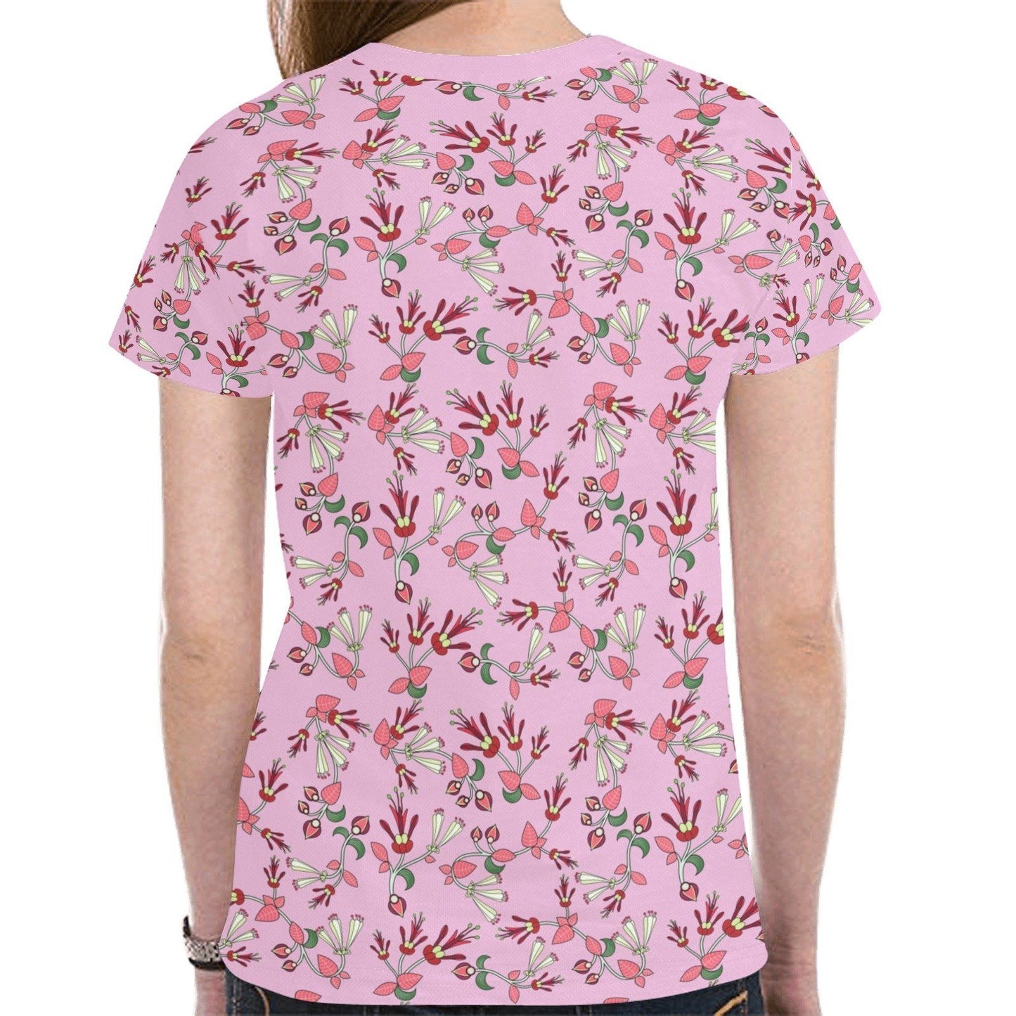 Strawberry Floral New All Over Print T-shirt for Women (Model T45) tshirt e-joyer