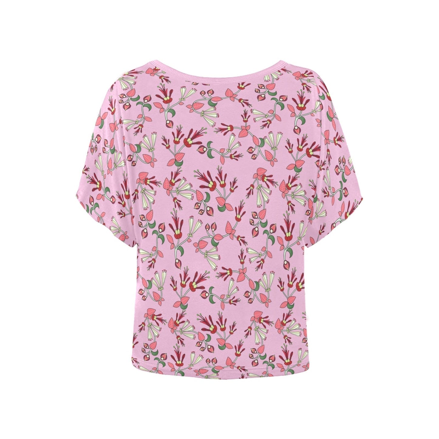 Strawberry Floral Women's Batwing-Sleeved Blouse T shirt (Model T44) Women's Batwing-Sleeved Blouse T shirt (T44) e-joyer