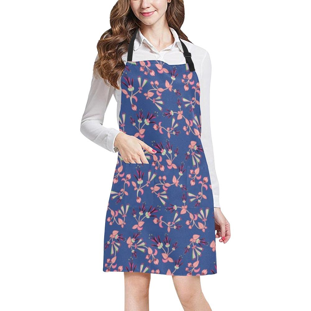 Swift Floral Peach Blue All Over Print Apron All Over Print Apron e-joyer