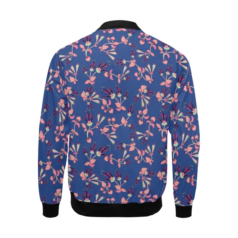 Swift Floral Peach Blue All Over Print Bomber Jacket for Men (Model H19) Jacket e-joyer