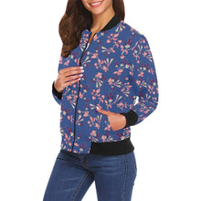 Load image into Gallery viewer, Swift Floral Peach Blue All Over Print Bomber Jacket for Women (Model H19) Jacket e-joyer 
