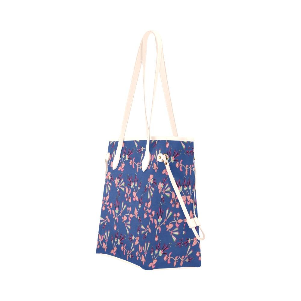 Swift Floral Peach Blue Clover Canvas Tote Bag (Model 1661) Clover Canvas Tote Bag (1661) e-joyer