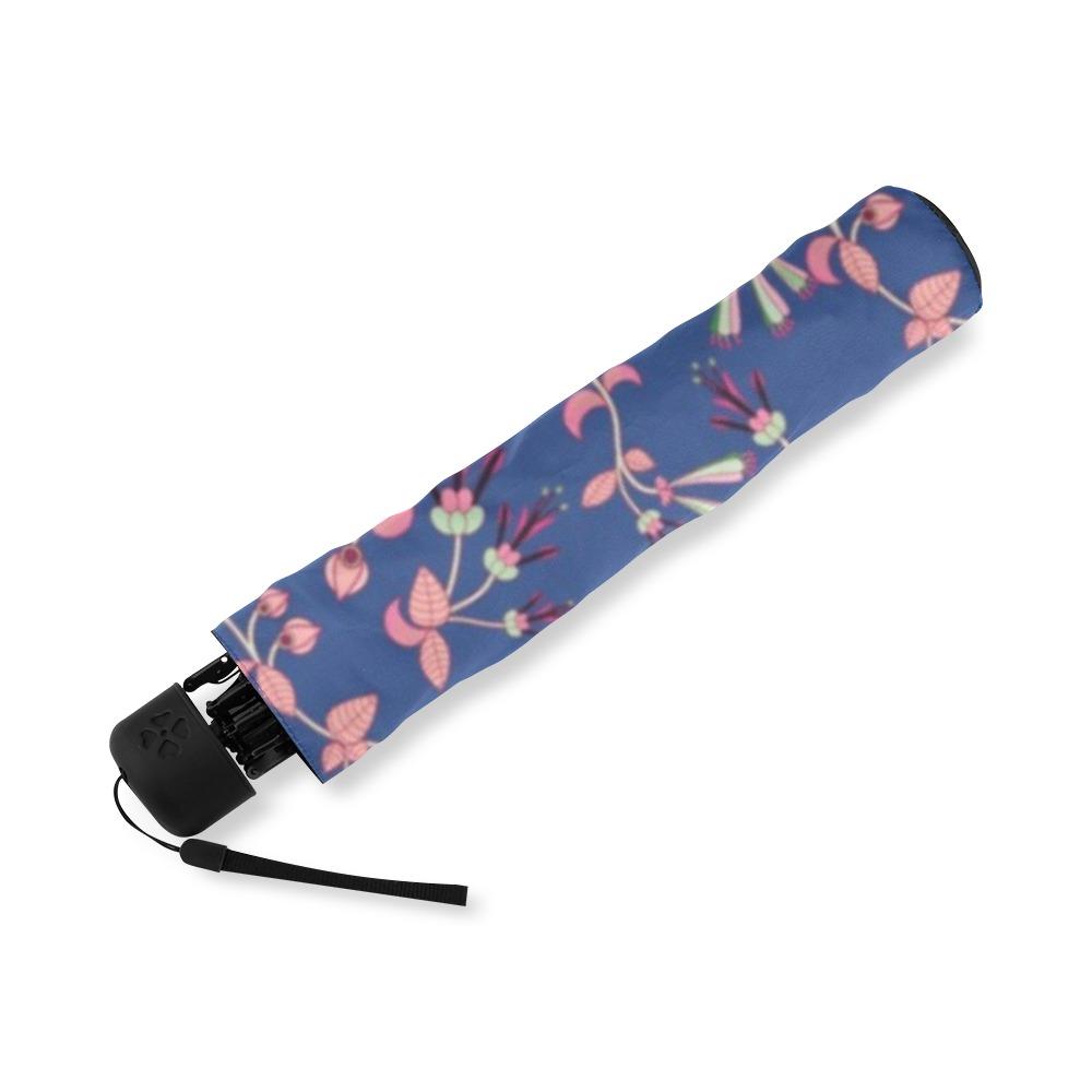 Swift Floral Peach Blue Foldable Umbrella (Model U01) Foldable Umbrella e-joyer
