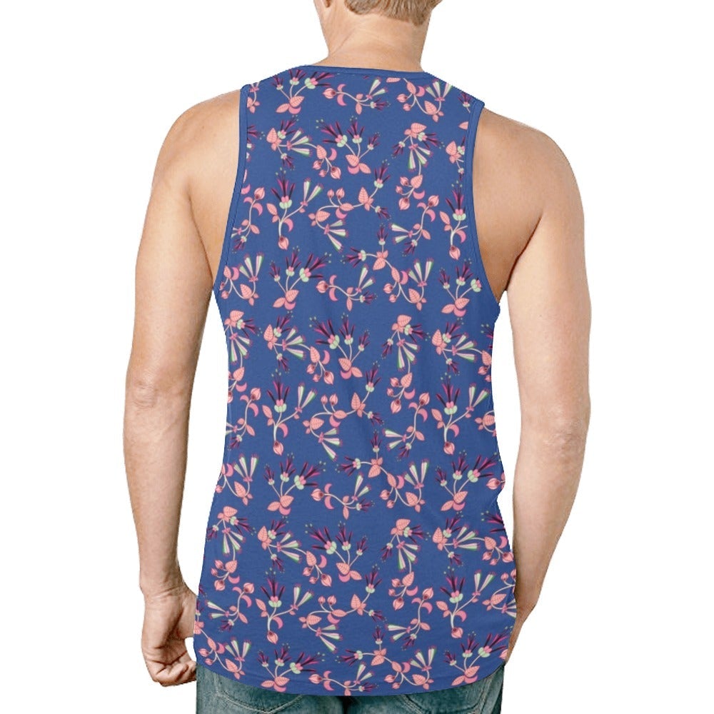 Swift Floral Peach Blue New All Over Print Tank Top for Men (Model T46) New All Over Print Tank Top for Men (T46) e-joyer