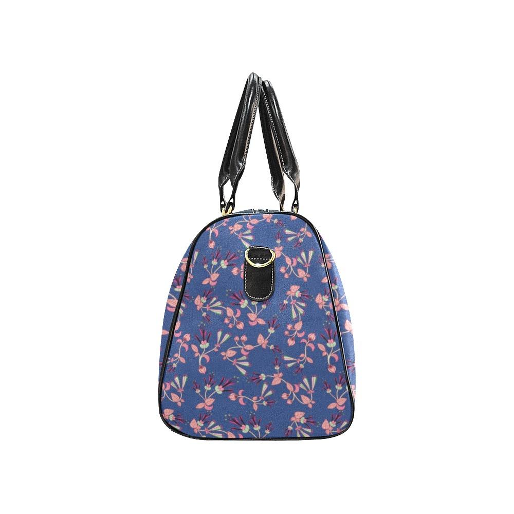 Swift Floral Peach Blue New Waterproof Travel Bag/Large (Model 1639) Waterproof Travel Bags (1639) e-joyer