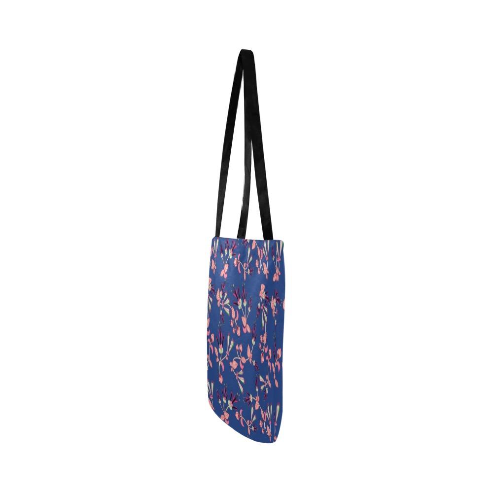 Swift Floral Peach Blue Reusable Shopping Bag Model 1660 (Two sides) Shopping Tote Bag (1660) e-joyer