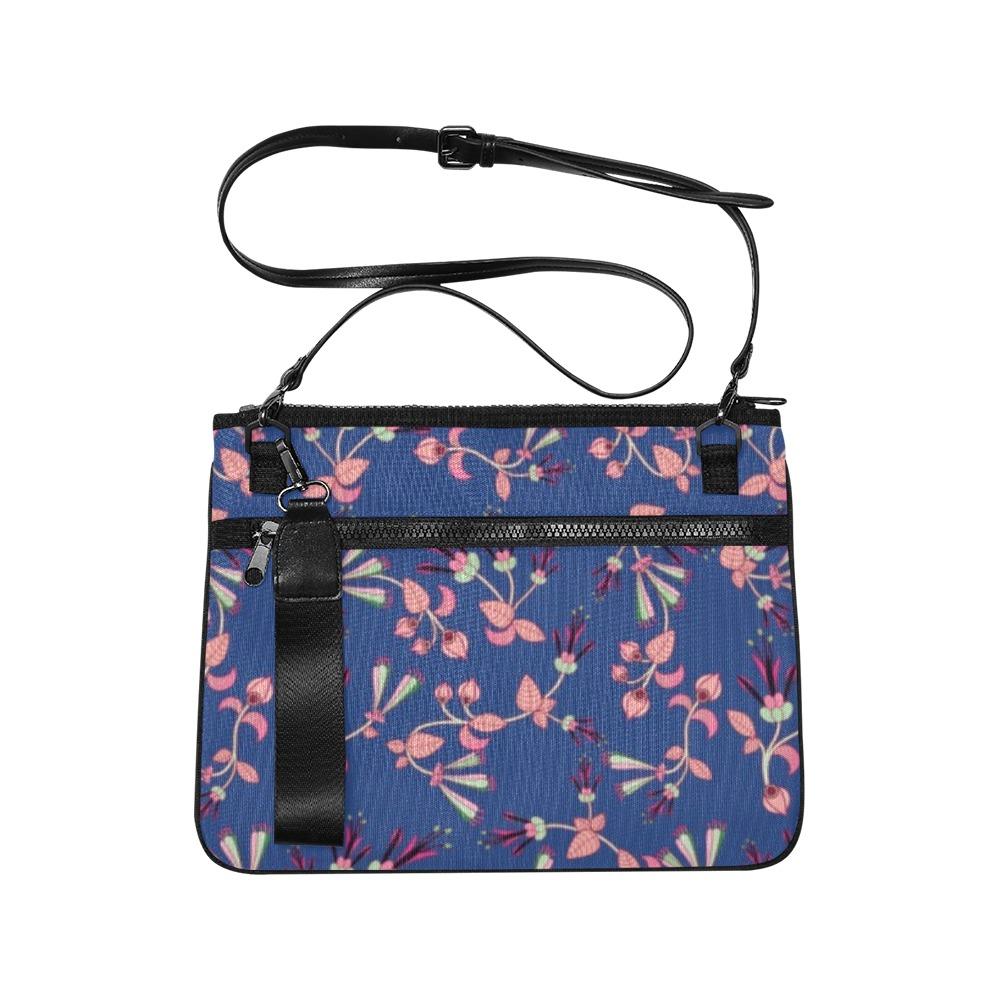 Swift Floral Peach Blue Slim Clutch Bag (Model 1668) Slim Clutch Bags (1668) e-joyer