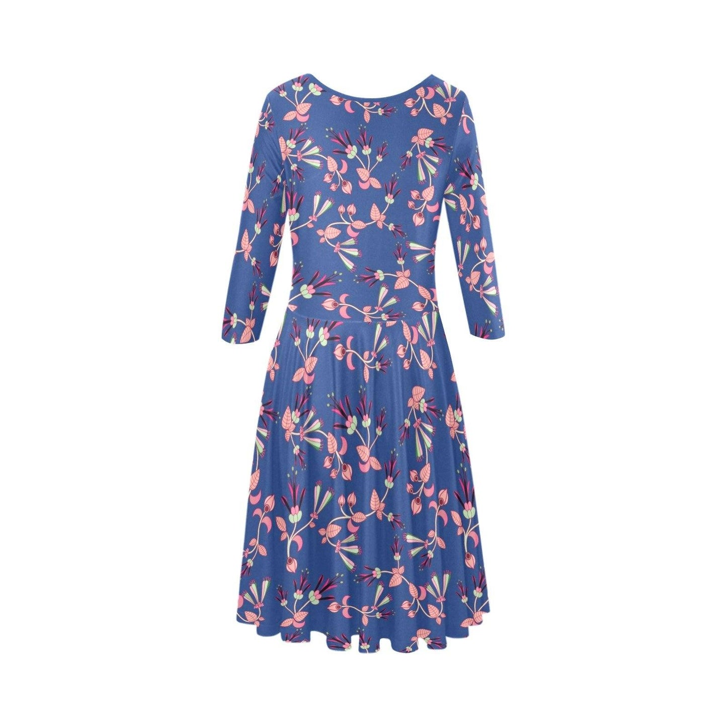 Swift Floral Peach Blue Tethys Half-Sleeve Skater Dress(Model D20) Tethys Half-Sleeve Skater Dress (D20) e-joyer