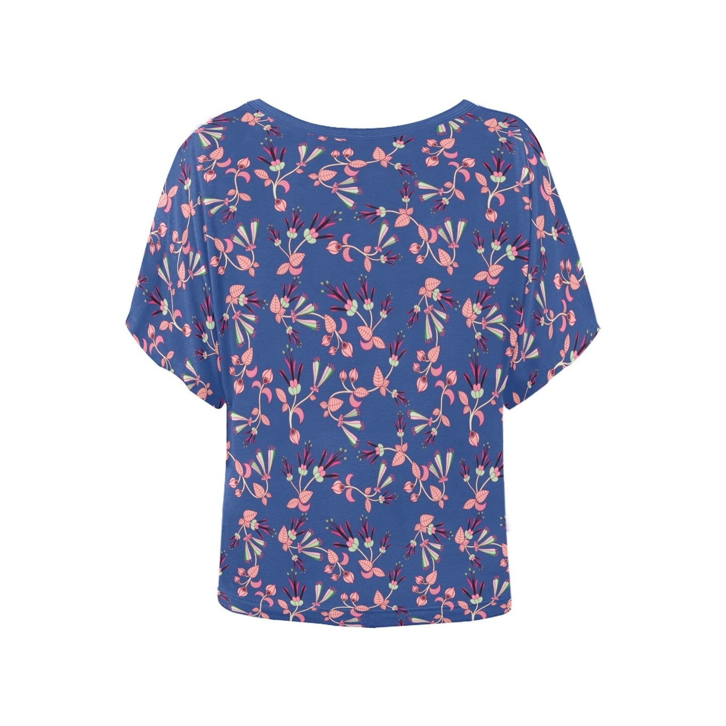 Swift Floral Peach Blue Women's Batwing-Sleeved Blouse T shirt (Model T44) Women's Batwing-Sleeved Blouse T shirt (T44) e-joyer