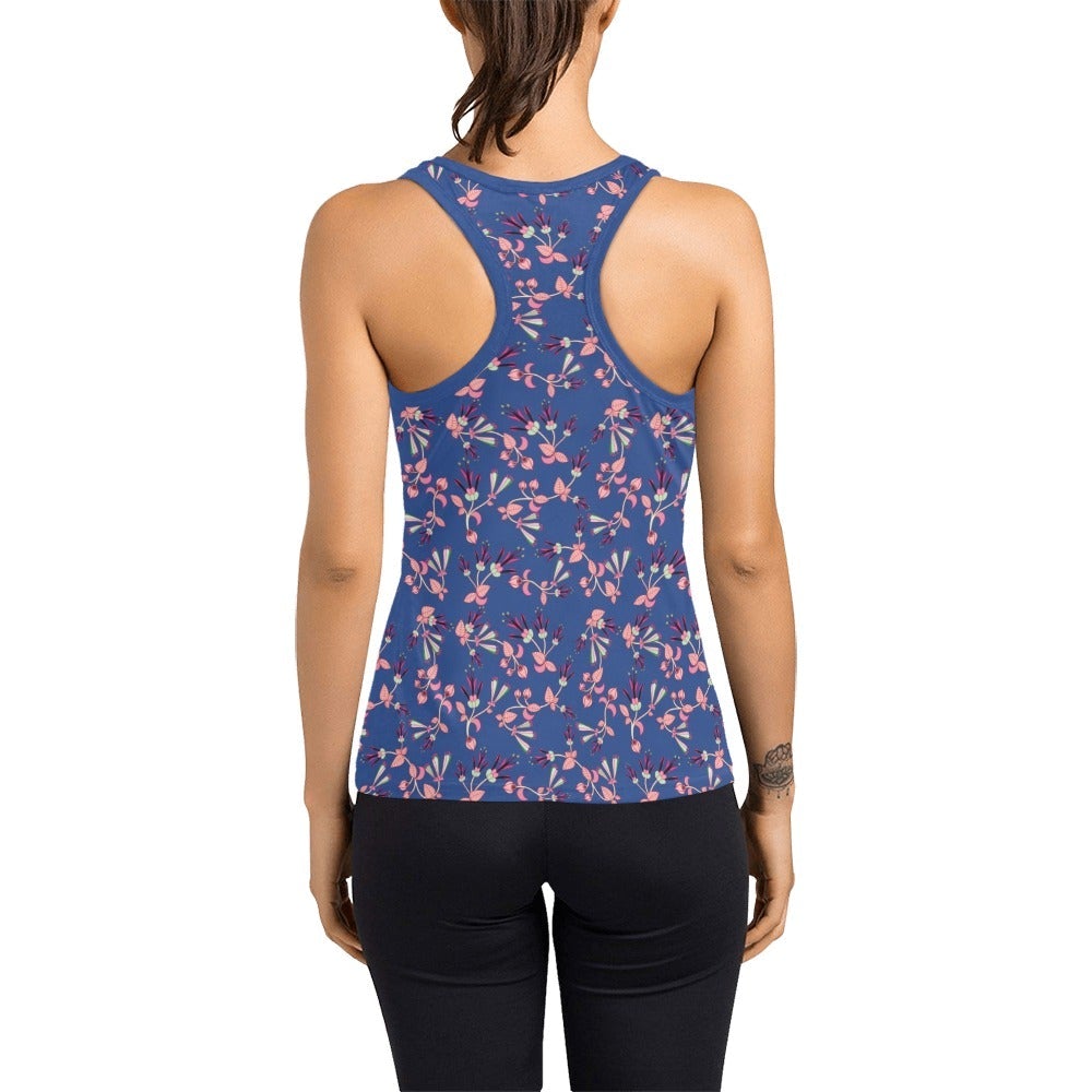 Swift Floral Peach Blue Women's Racerback Tank Top (Model T60) Racerback Tank Top (T60) e-joyer