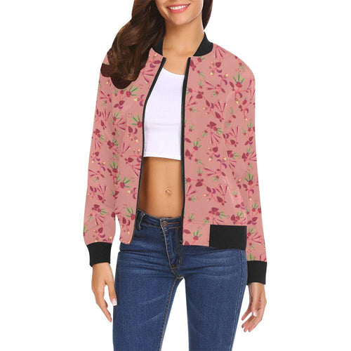 Swift Floral Peach Rouge Remix All Over Print Bomber Jacket for Women (Model H19) Jacket e-joyer 