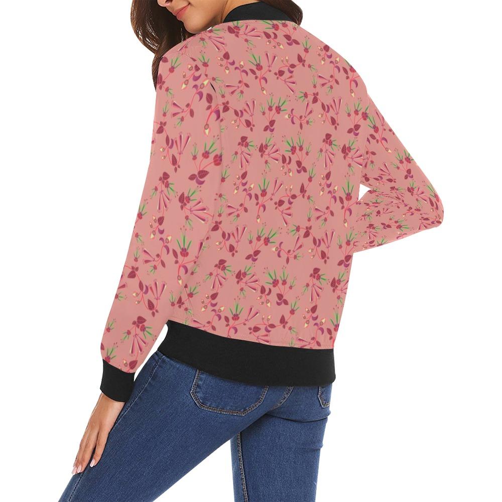 Swift Floral Peach Rouge Remix All Over Print Bomber Jacket for Women (Model H19) Jacket e-joyer