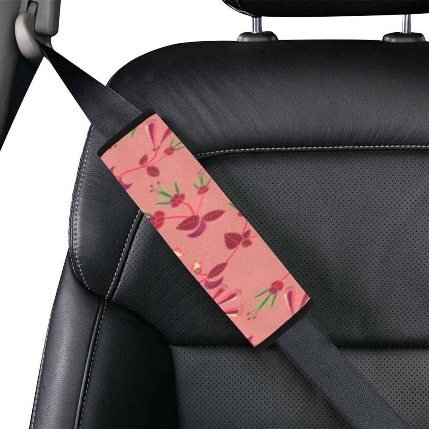 Swift Floral Peach Rouge Remix Car Seat Belt Cover 7''x12.6'' (Pack of 2) Car Seat Belt Cover 7x12.6 (Pack of 2) e-joyer