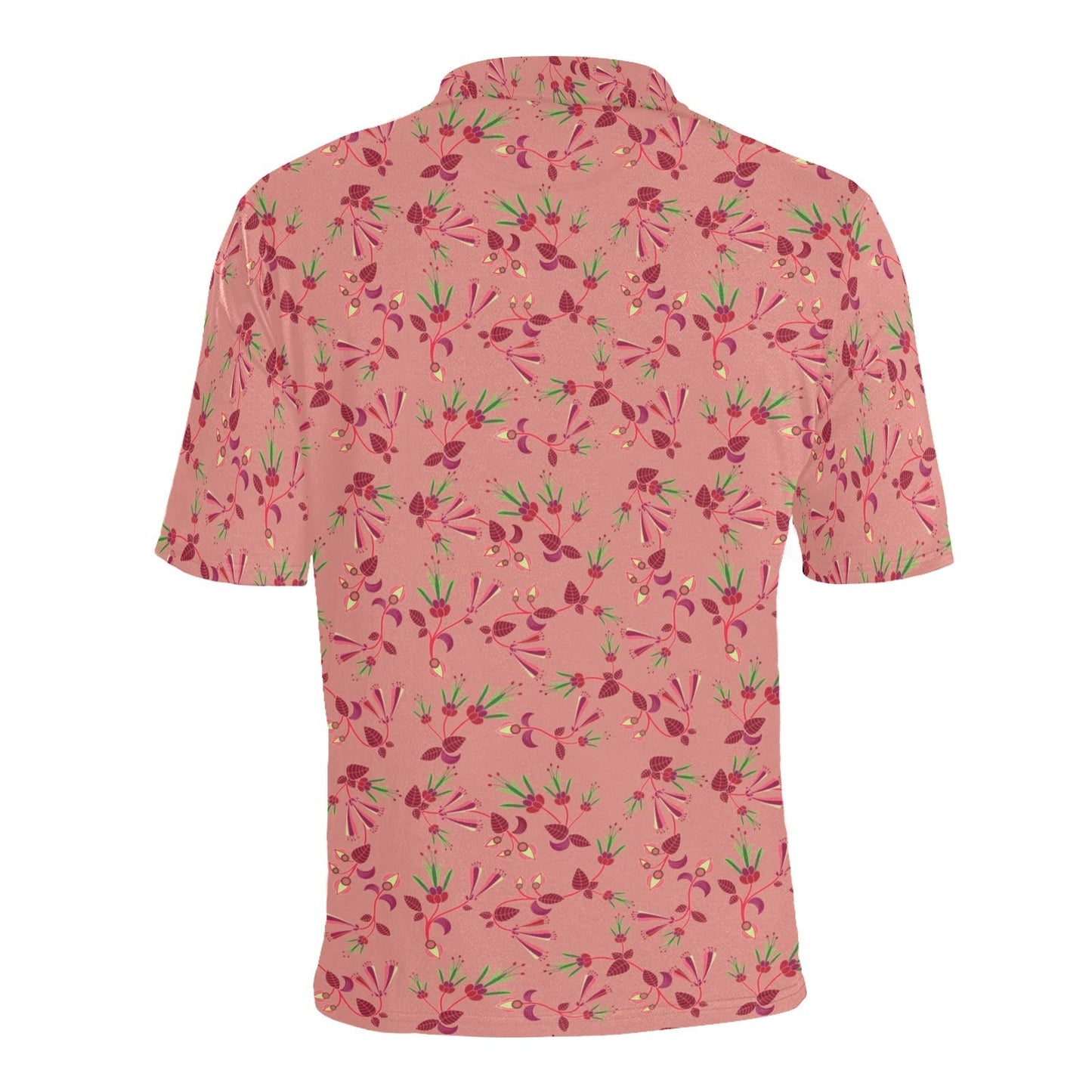 Swift Floral Peach Rouge Remix Men's All Over Print Polo Shirt (Model T55) Men's Polo Shirt (Model T55) e-joyer