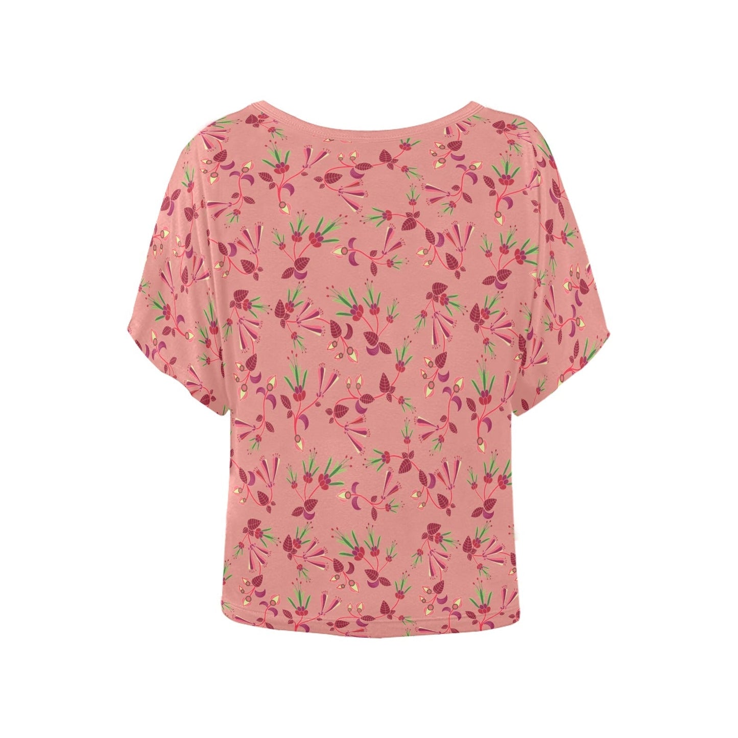 Swift Floral Peach Rouge Remix Women's Batwing-Sleeved Blouse T shirt (Model T44) Women's Batwing-Sleeved Blouse T shirt (T44) e-joyer