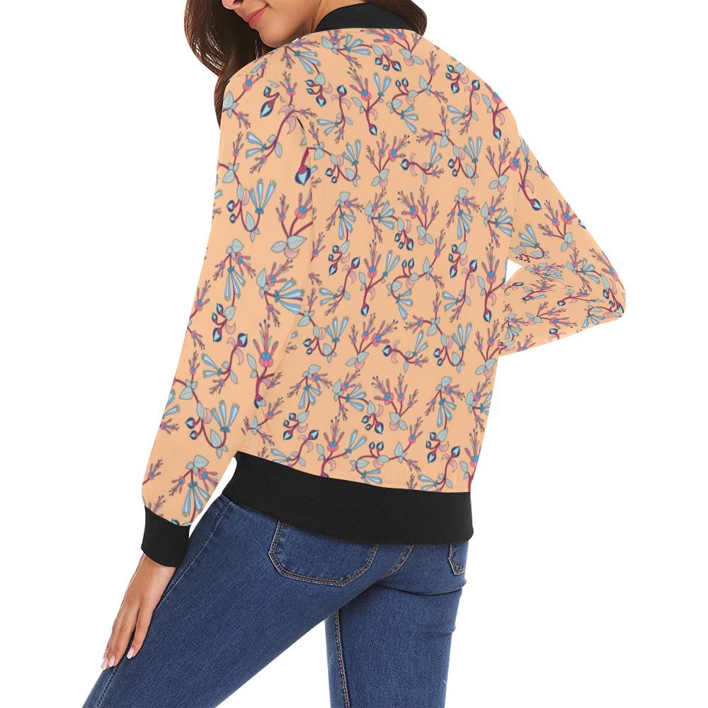 Swift Floral Peache All Over Print Bomber Jacket for Women (Model H19) Jacket e-joyer