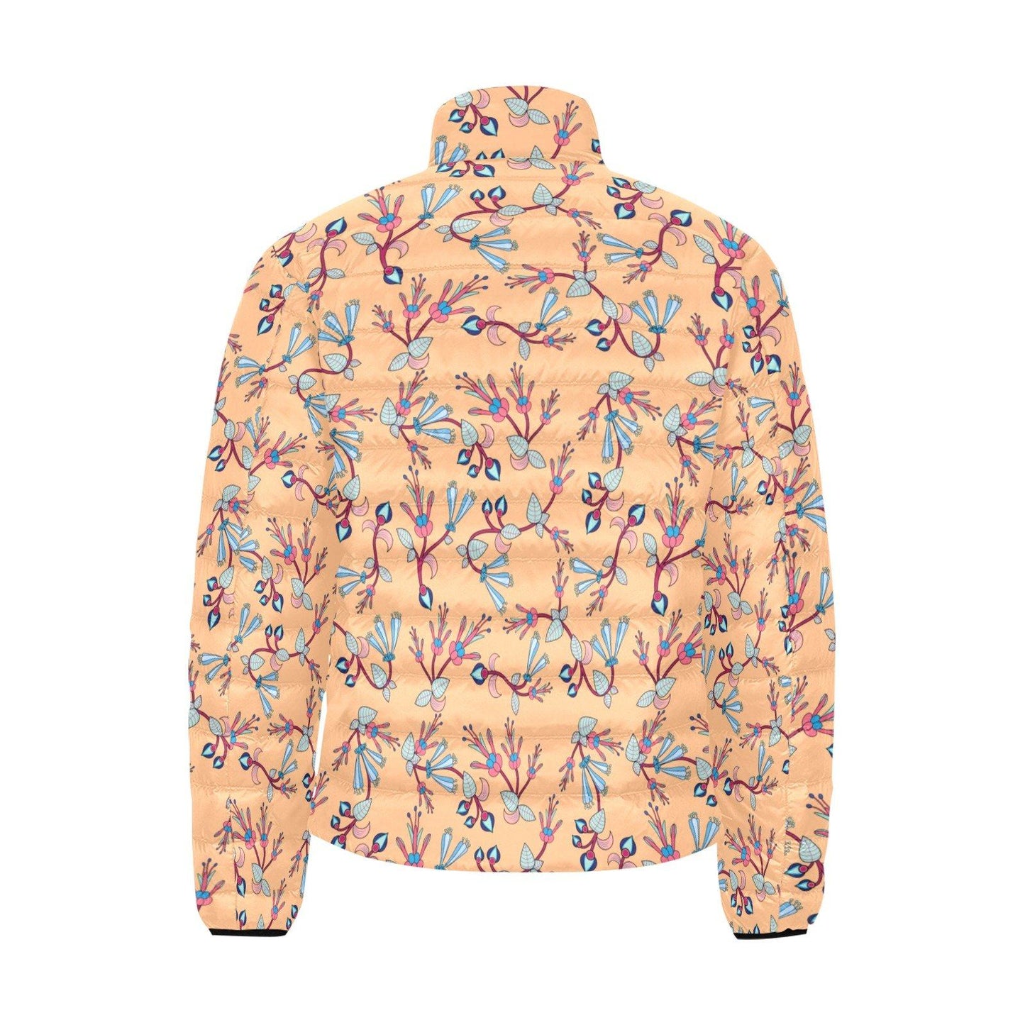 Swift Floral Peache Men's Stand Collar Padded Jacket (Model H41) Men's Stand Collar Padded Jacket (H41) e-joyer