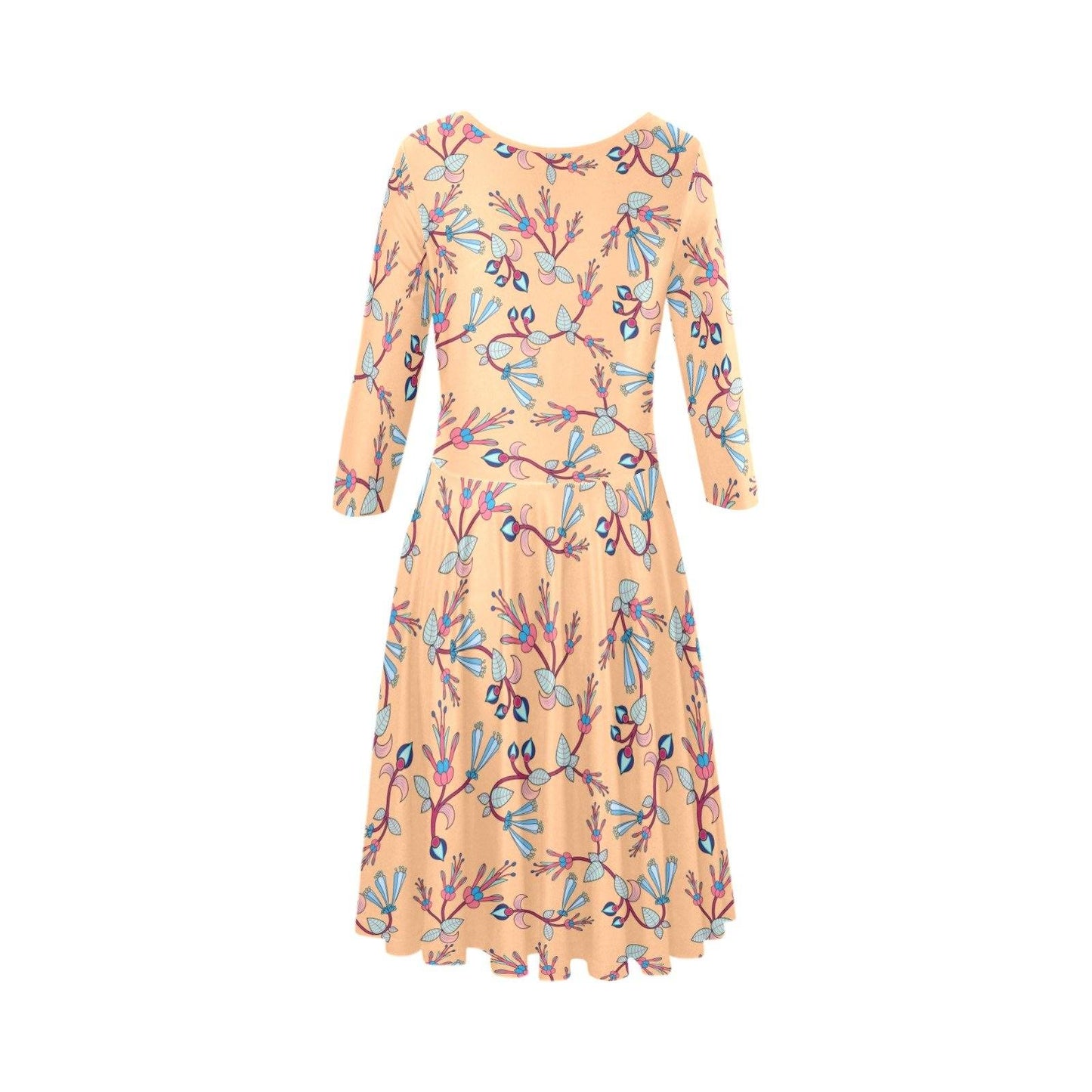 Swift Floral Peache Tethys Half-Sleeve Skater Dress(Model D20) Tethys Half-Sleeve Skater Dress (D20) e-joyer