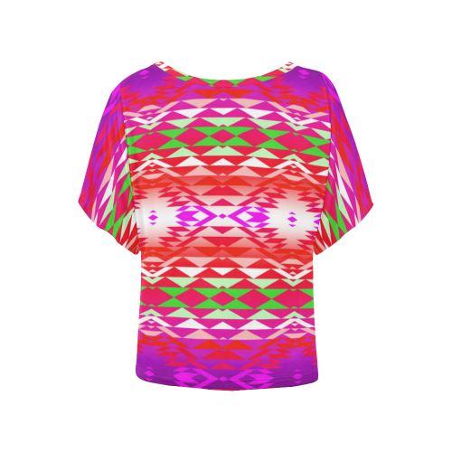 Taos Powwow 300 Women's Batwing-Sleeved Blouse T shirt (Model T44) Women's Batwing-Sleeved Blouse T shirt (T44) e-joyer