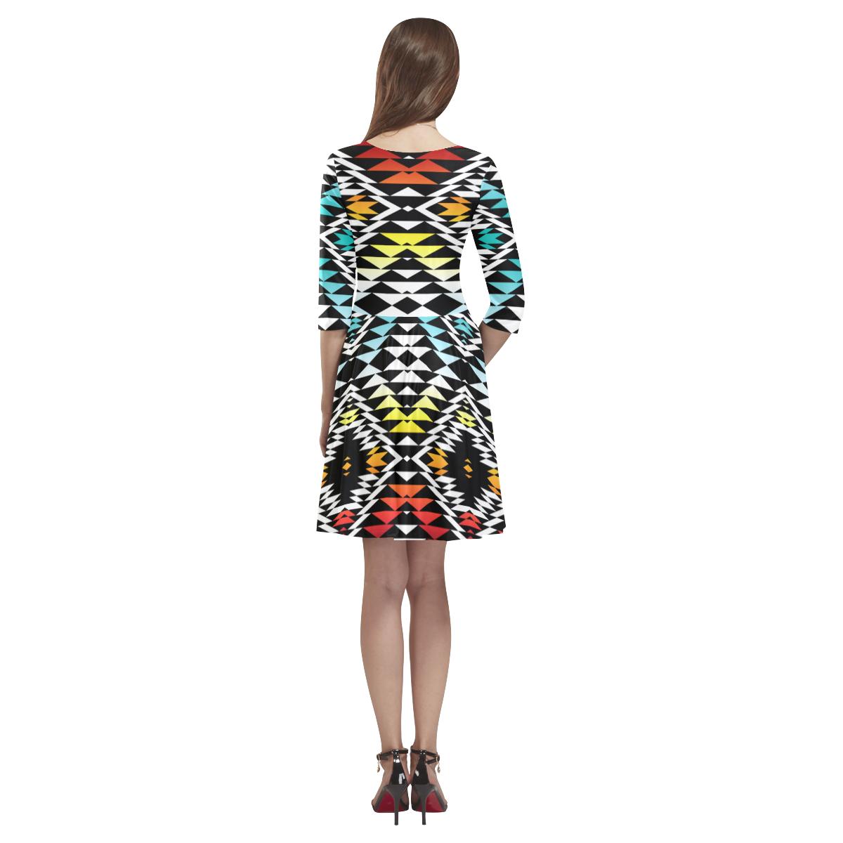 Taos Sunrise Tethys Half-Sleeve Skater Dress(Model D20) Tethys Half-Sleeve Skater Dress (D20) e-joyer