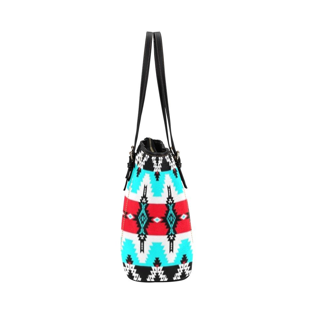 Two Spirit Dance Leather Tote Bag/Large (Model 1640) Leather Tote Bag (1640) e-joyer
