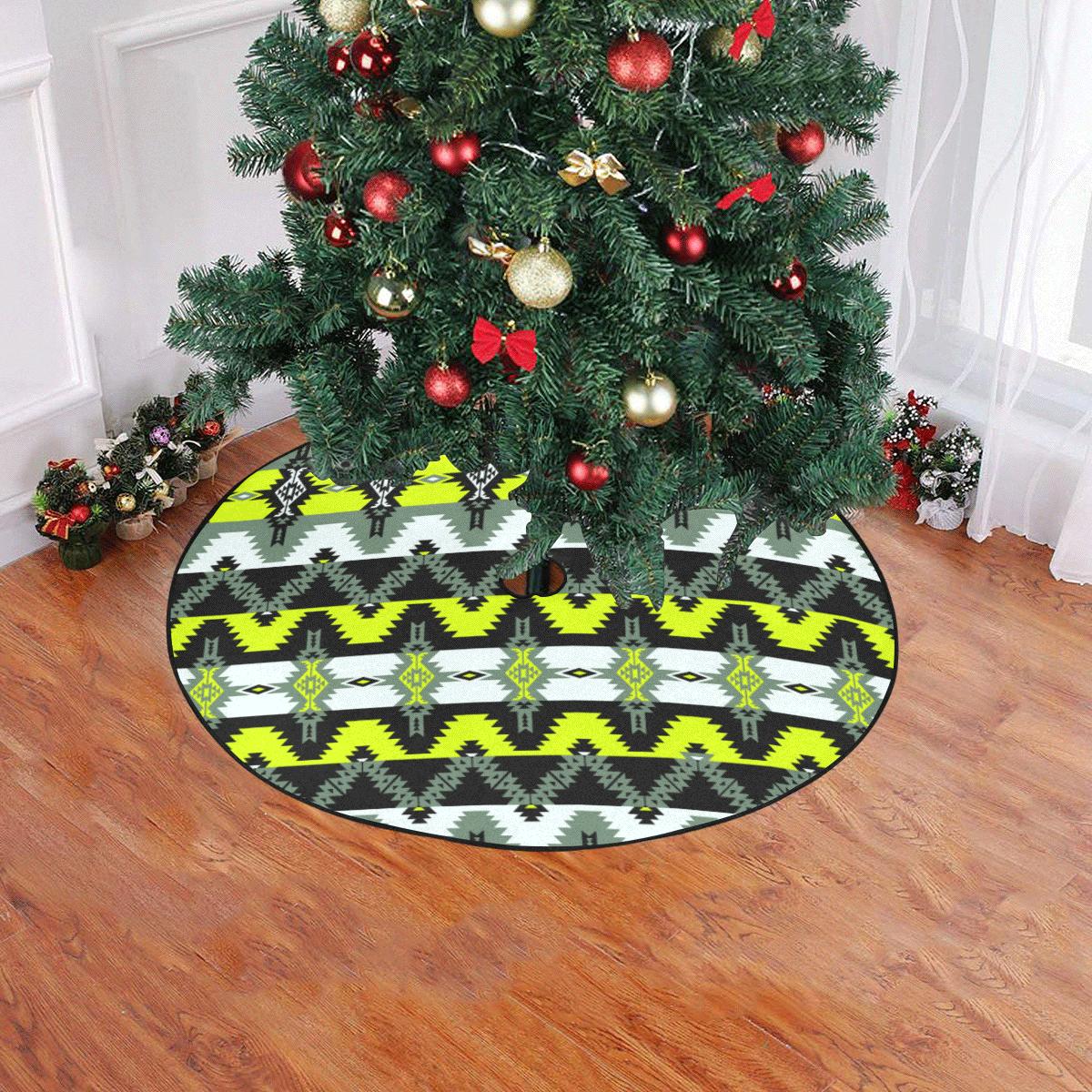 Two Spirit Medicine Christmas Tree Skirt 47" x 47" Christmas Tree Skirt e-joyer