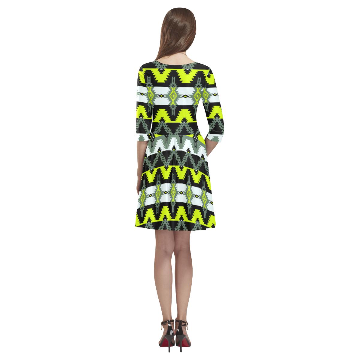 Two Spirit Medicine Tethys Half-Sleeve Skater Dress(Model D20) Tethys Half-Sleeve Skater Dress (D20) e-joyer