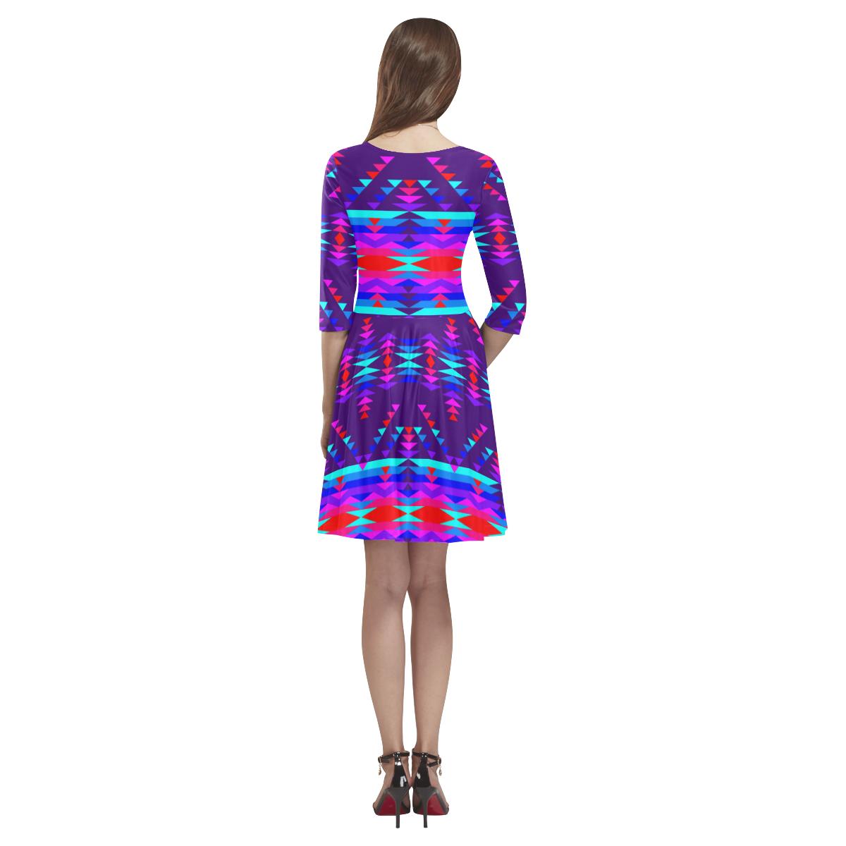 Vision of Peace LG Tethys Half-Sleeve Skater Dress(Model D20) Tethys Half-Sleeve Skater Dress (D20) e-joyer