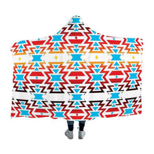 Load image into Gallery viewer, White Fire and Turquoise Hooded Blanket 49 Dzine 
