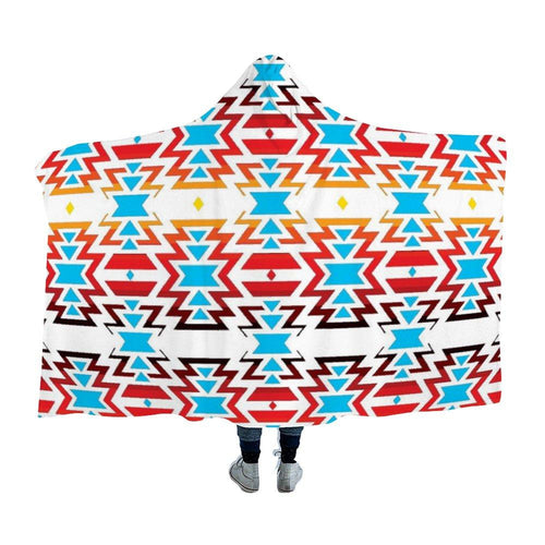 White Fire and Turquoise Hooded Blanket 49 Dzine 