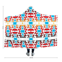 Load image into Gallery viewer, White Fire and Turquoise Hooded Blanket 49 Dzine 
