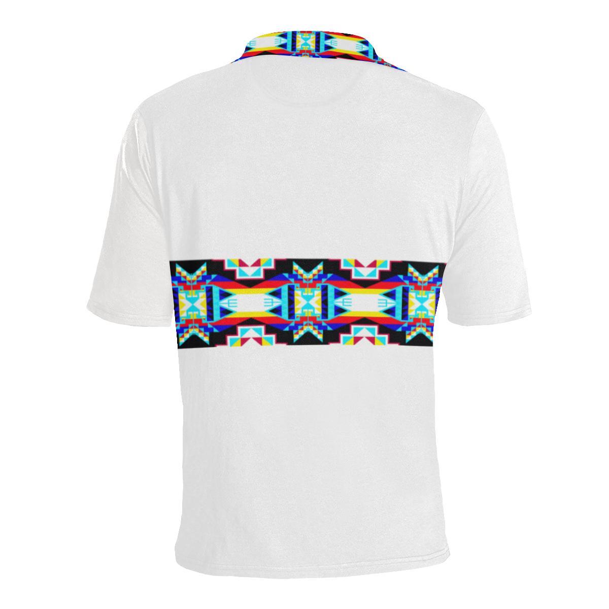 White II Blanket Strip - I Men's All Over Print Polo Shirt (Model T55) Men's Polo Shirt (Model T55) e-joyer
